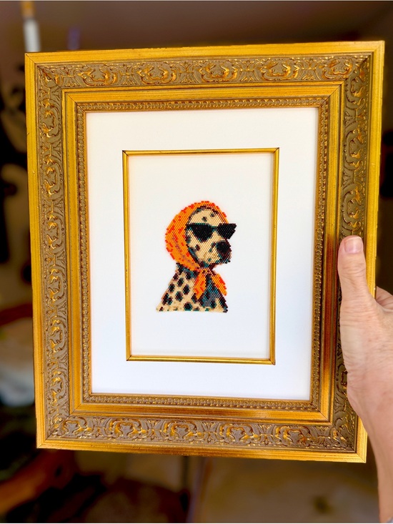 Hand Crafted Other - Vintage Framed Dalmatian Bead Art | Handmade Wall Decor